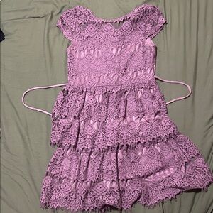 Speechless Mauve Lace Tiered Dress